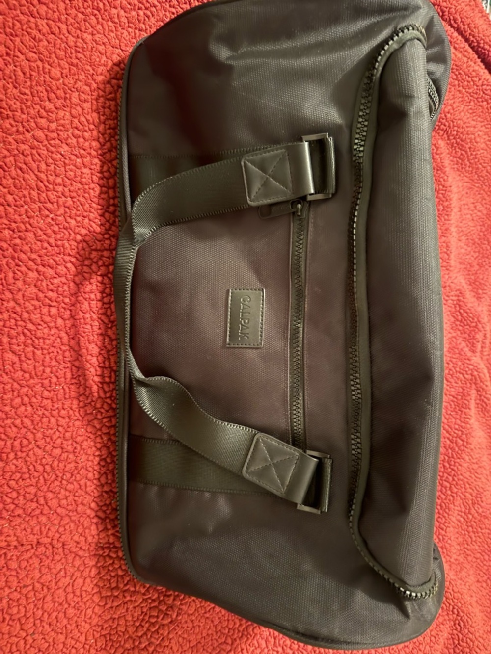 Calpak Black Duffel Bag with Leather-Style Handles